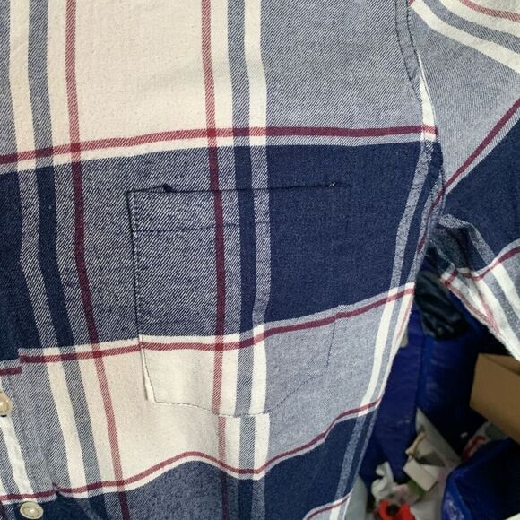 Weatherproof Vintage Plaid Flannel Comfort Stretch Navy Button-Down Shirt XL - Picture 7 of 13